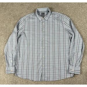 Faherty The Movement Shirt Mens 2XL Blue Plaid Long Sleeve Performance Button Up